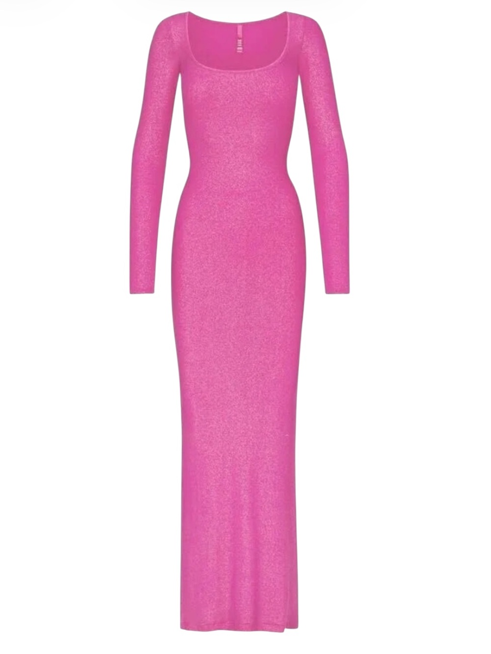 NWT SKIMS Soft Lounge Shimmer Long Sleeve Maxi Dress Fuchsia Foil Pink 2X RARE - Picture 3 of 14